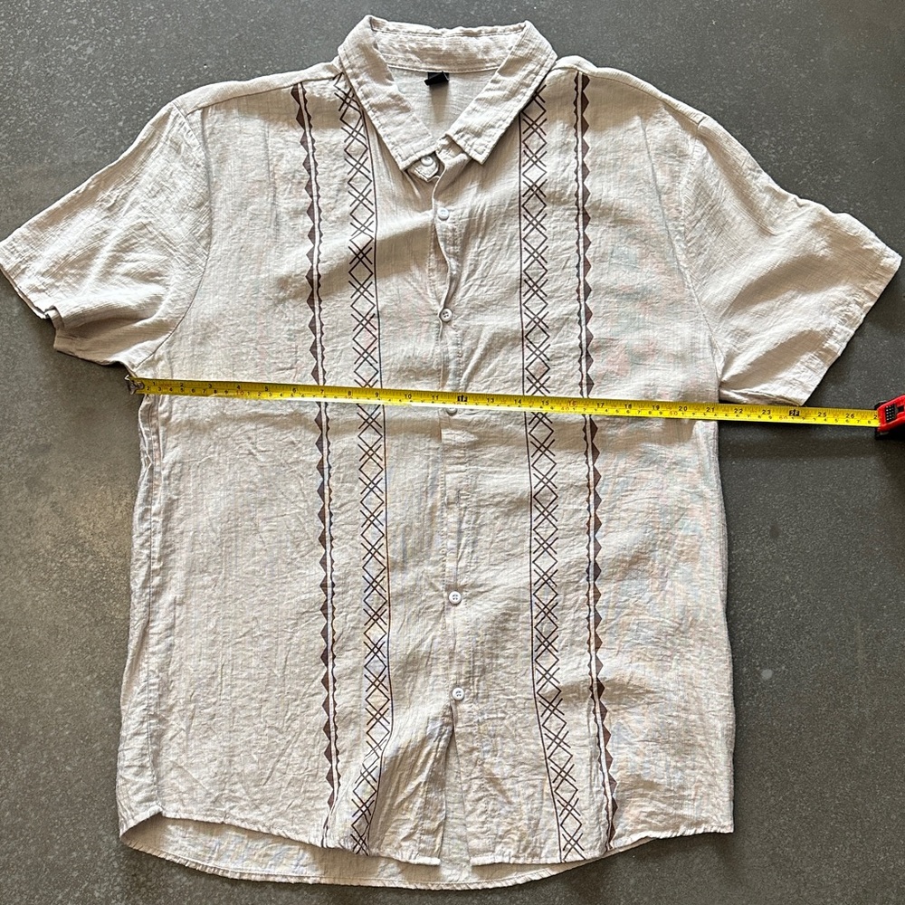 Men's Casual Cream Button Down Shirt